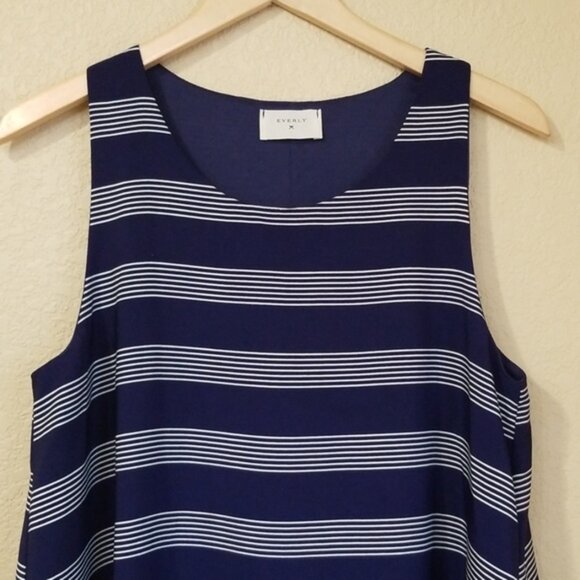 Everly Navy and White Striped Sleeveless Dress M - Picture 2 of 5